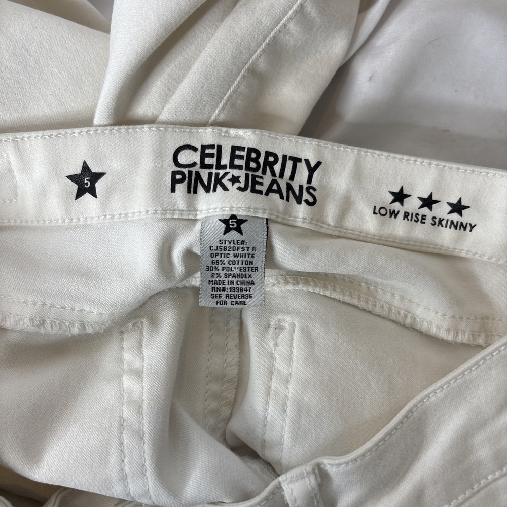Celebrity Pink Women's Juniors Size 5 Off White Denim Skinny Jeans Low Rise - Picture 6 of 6